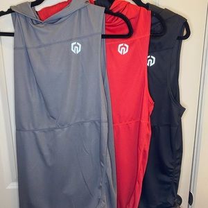 SET OF 3 mens work out tank with a hood